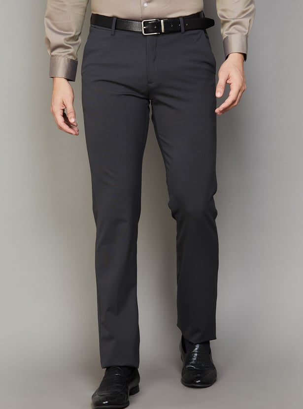 ARROW Solid Slim Straight Formal Trousers