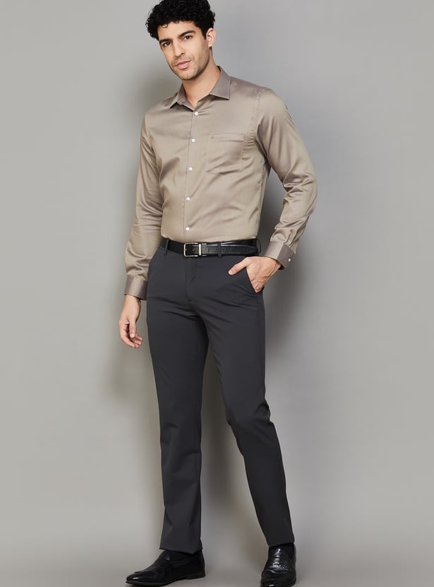 ARROW Solid Slim Straight Formal Trousers