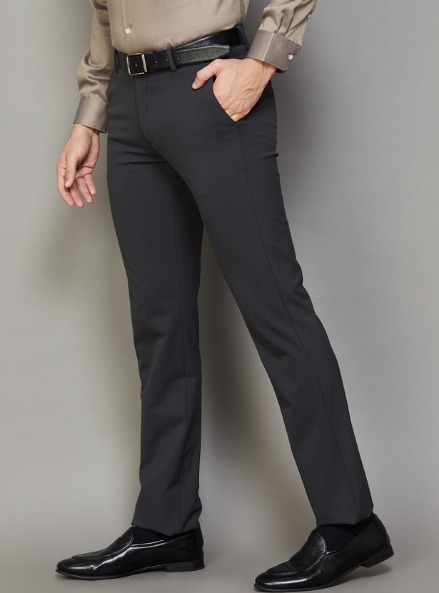ARROW Solid Slim Straight Formal Trousers