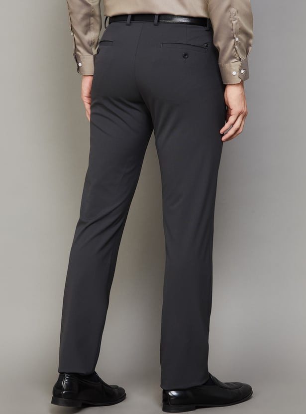 ARROW Solid Slim Straight Formal Trousers