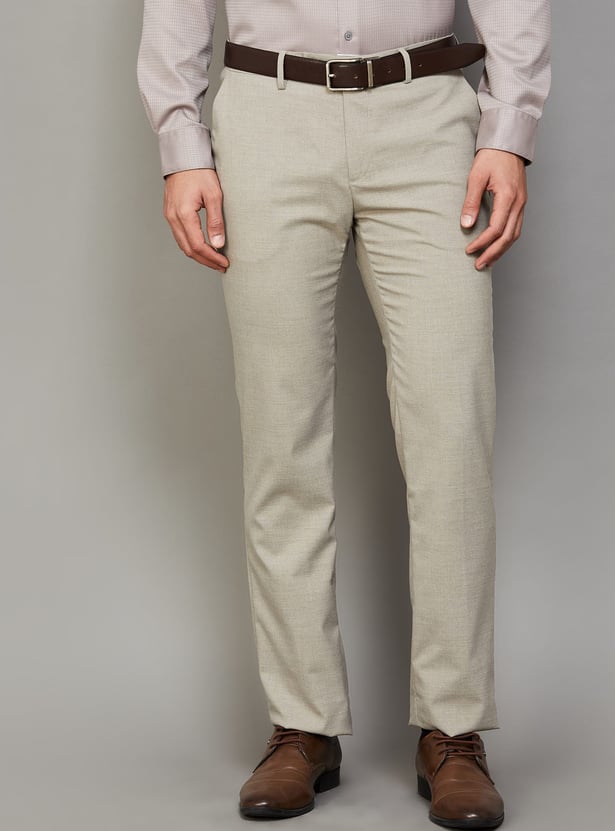 ARROW Solid Slim Straight Formal Trousers
