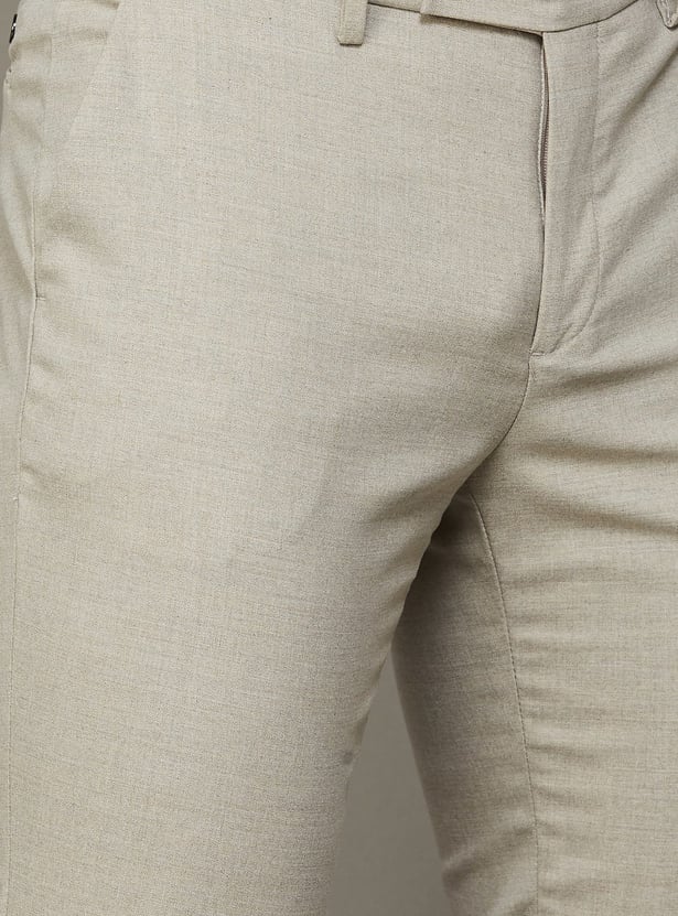 ARROW Solid Slim Straight Formal Trousers