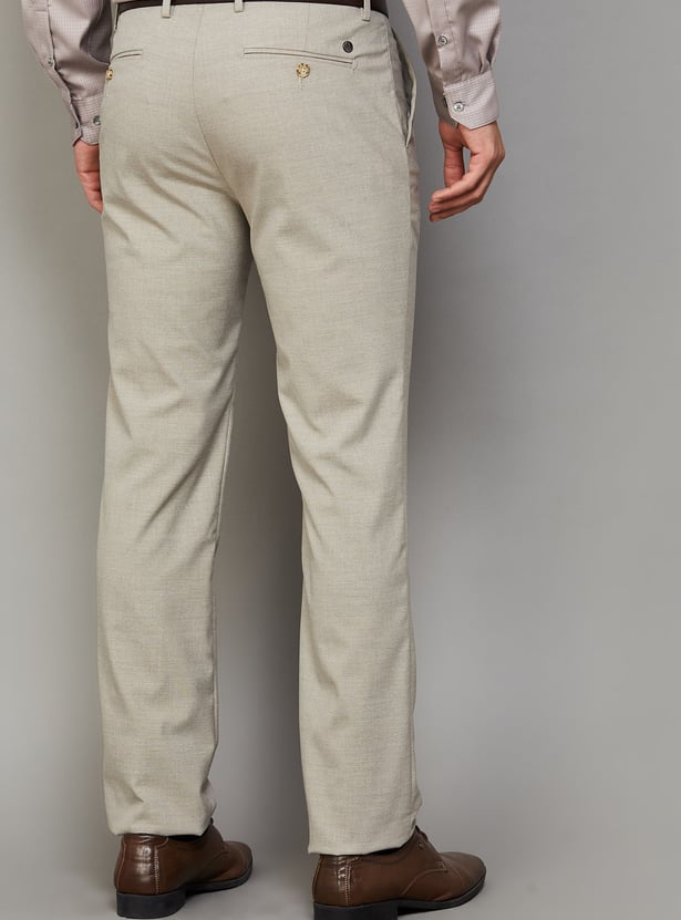 ARROW Solid Slim Straight Formal Trousers