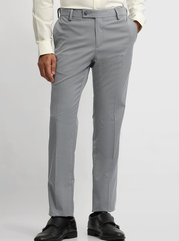 ARROW Textured Slim Straight Formal Trousers