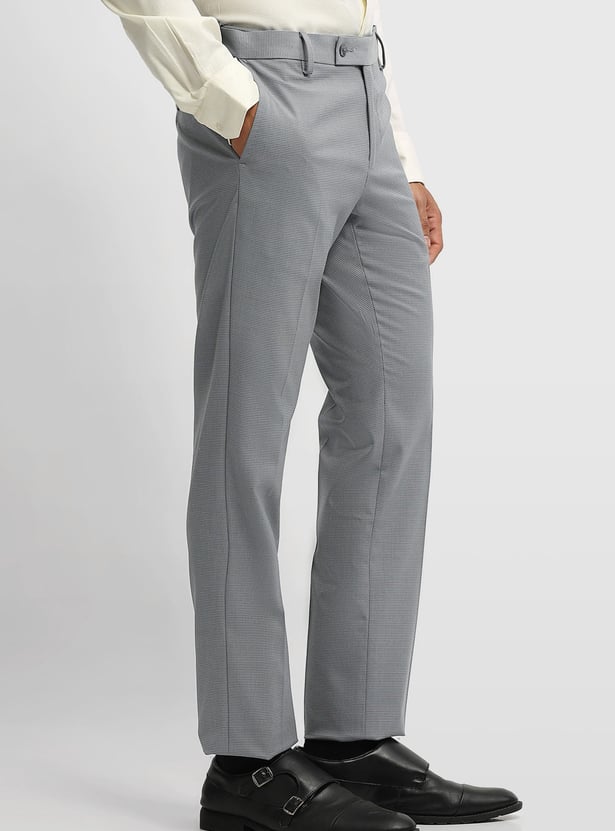 ARROW Textured Slim Straight Formal Trousers