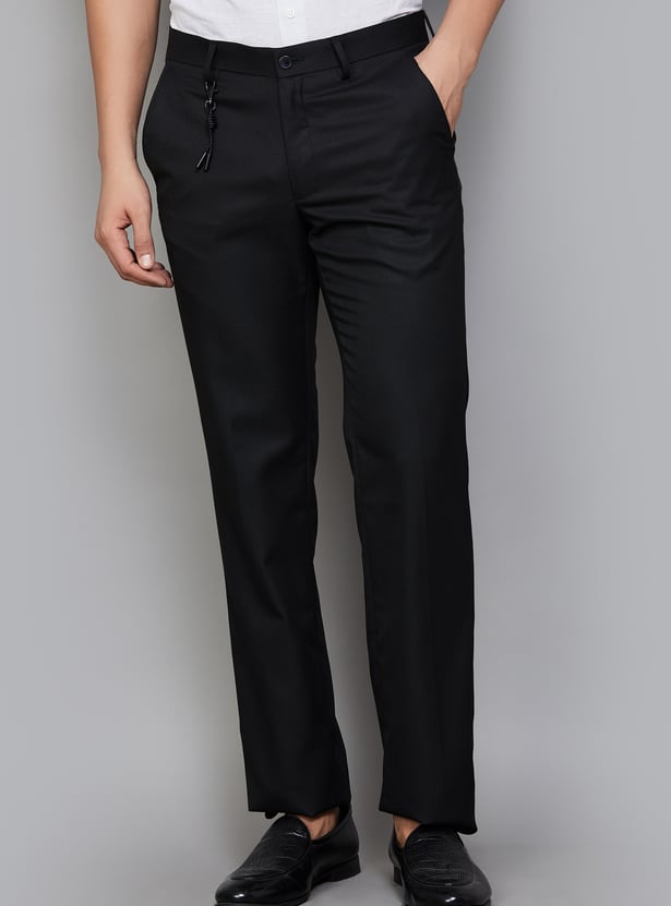 V DOT Textured Slim Fit Trousers