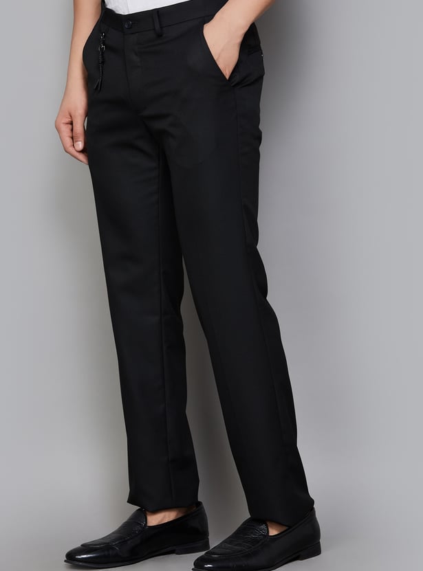 V DOT Textured Slim Fit Trousers