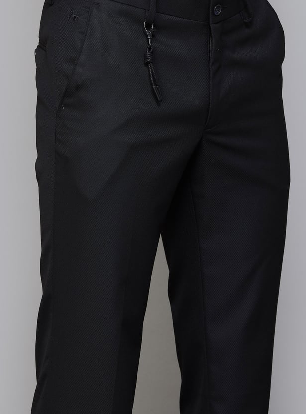 V DOT Textured Slim Fit Trousers