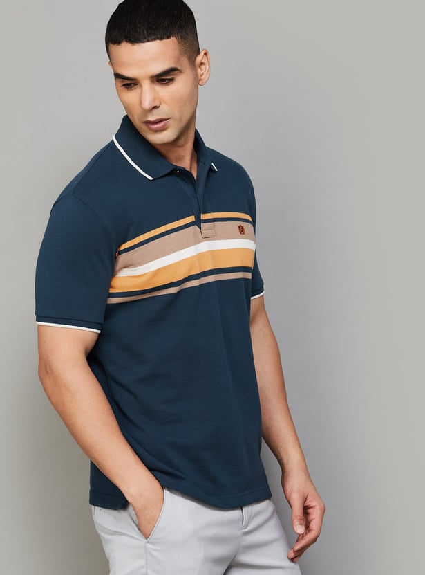 FAHRENHEIT Striped Polo T-shirt