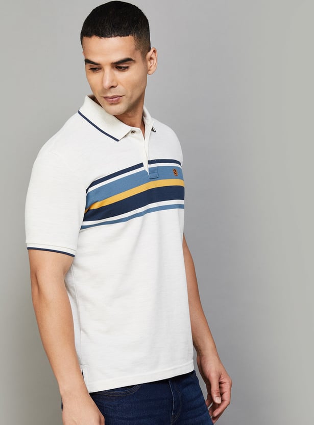 FAHRENHEIT Striped Polo T-shirt