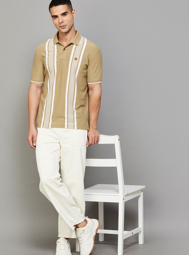FAHRENHEIT Striped Polo T-shirt