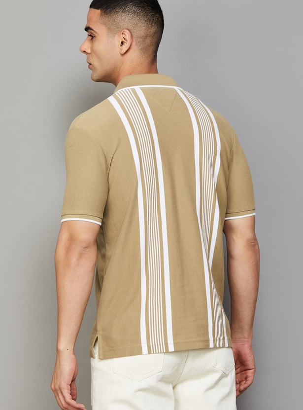 FAHRENHEIT Striped Polo T-shirt