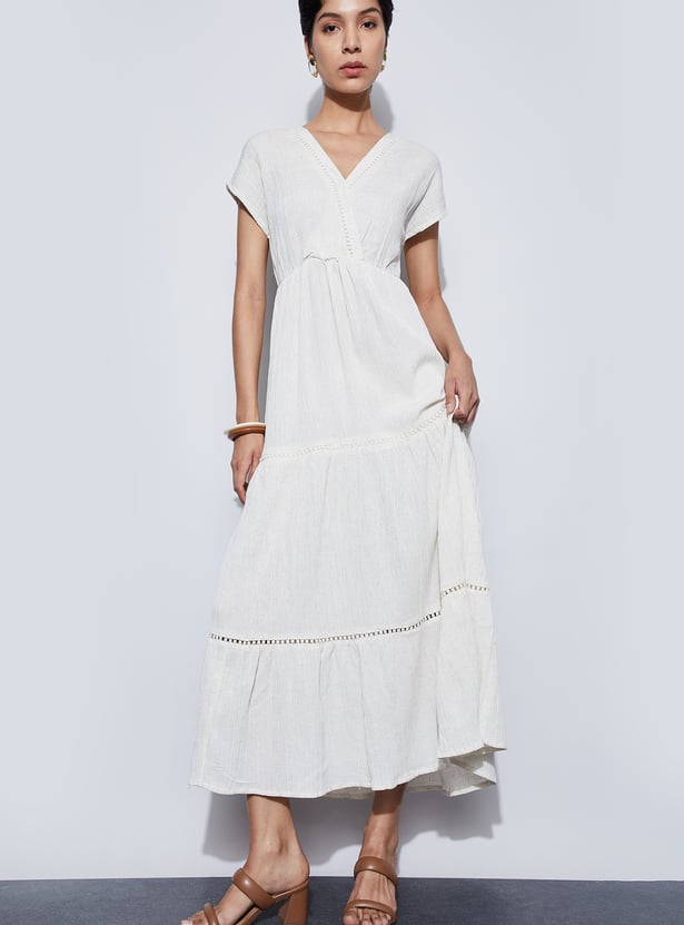 CODE Solid V-Neck Maxi Dress