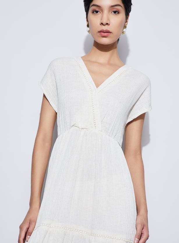 CODE Solid V-Neck Maxi Dress