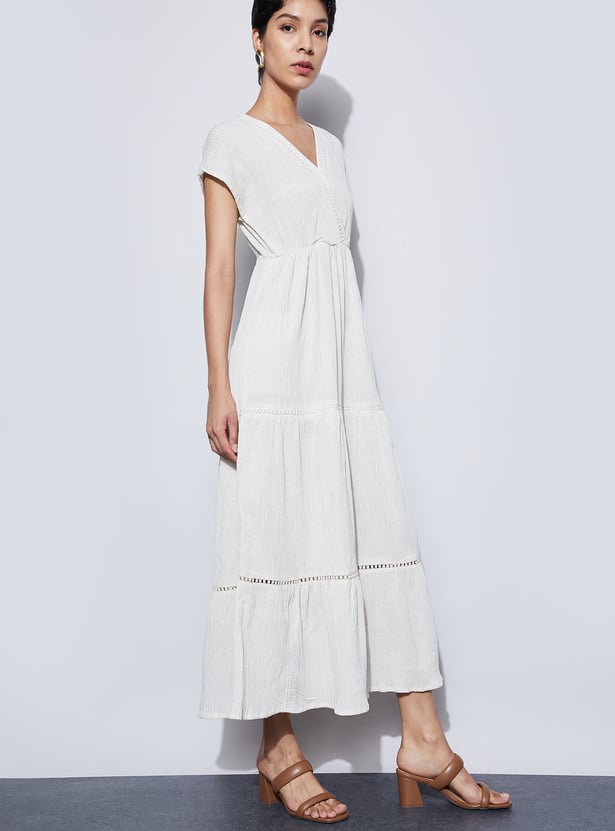 CODE Solid V-Neck Maxi Dress