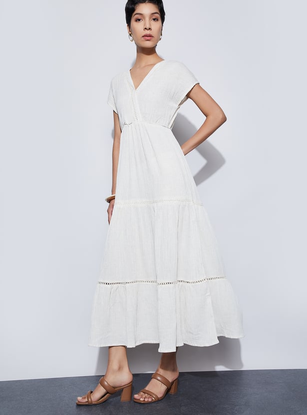 CODE Solid V-Neck Maxi Dress