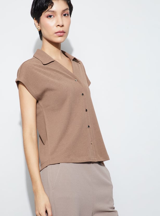 CODE Solid Shirt Style Top