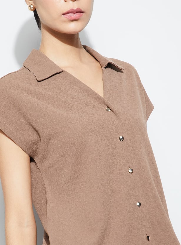 CODE Solid Shirt Style Top