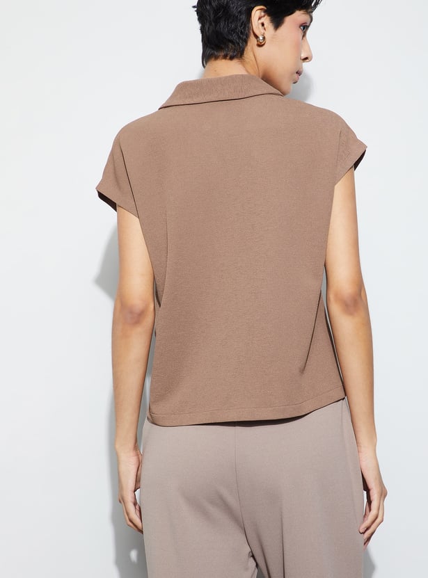 CODE Solid Shirt Style Top