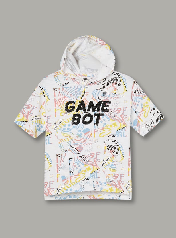 FAME FOREVER Boys Printed Hooded T-shirt