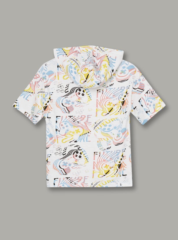 FAME FOREVER Boys Printed Hooded T-shirt