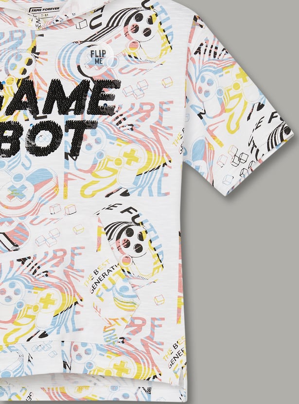 FAME FOREVER Boys Printed Hooded T-shirt
