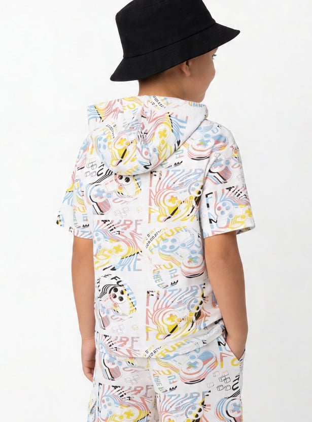 FAME FOREVER Boys Printed Hooded T-shirt