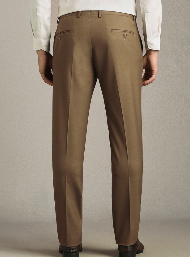 LOUIS PHILIPPE Solid Slim Straight Formal Trousers