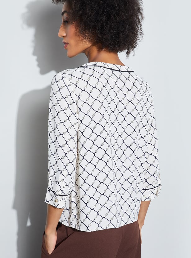 CODE CLASSIC Printed V-Neck Top
