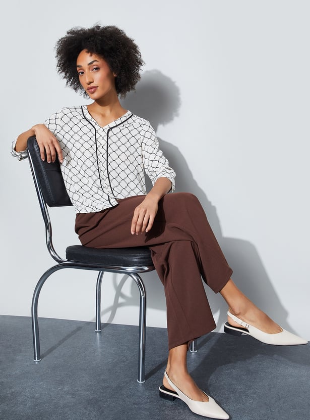 CODE CLASSIC Printed V-Neck Top