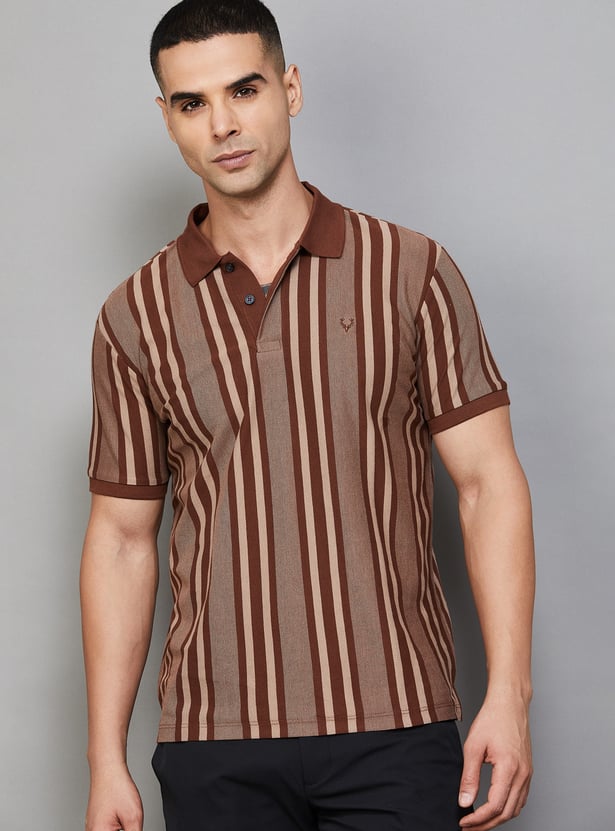 ALLEN SOLLY Striped Polo T-shirt