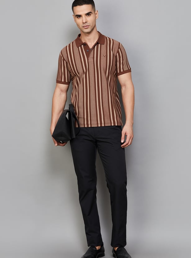 ALLEN SOLLY Striped Polo T-shirt