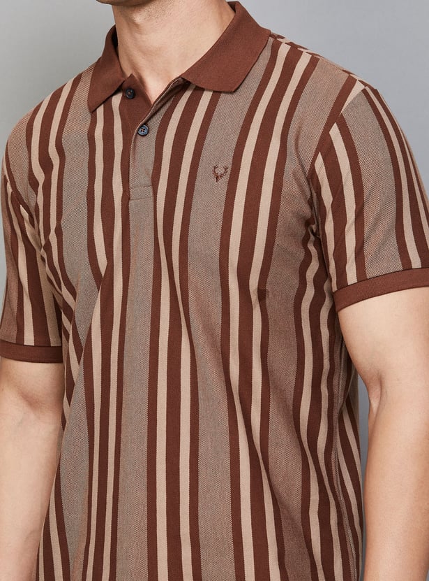 ALLEN SOLLY Striped Polo T-shirt