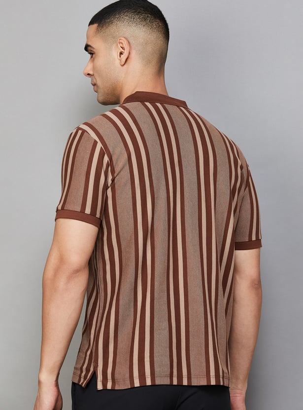 ALLEN SOLLY Striped Polo T-shirt