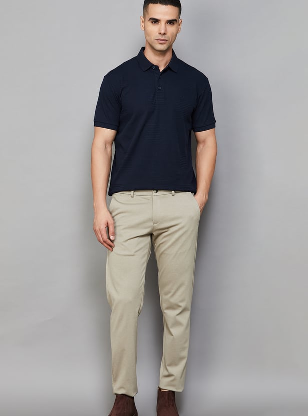 ALLEN SOLLY Patterned Polo T-shirt