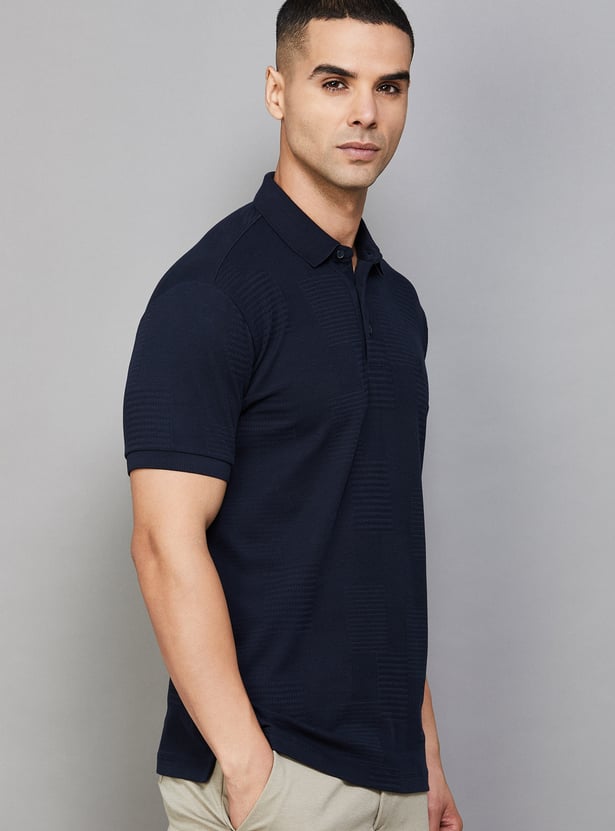 ALLEN SOLLY Patterned Polo T-shirt