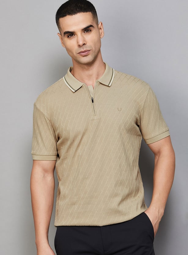 ALLEN SOLLY Patterned Polo T-shirt