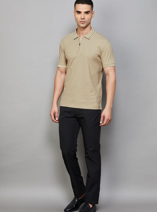 ALLEN SOLLY Patterned Polo T-shirt