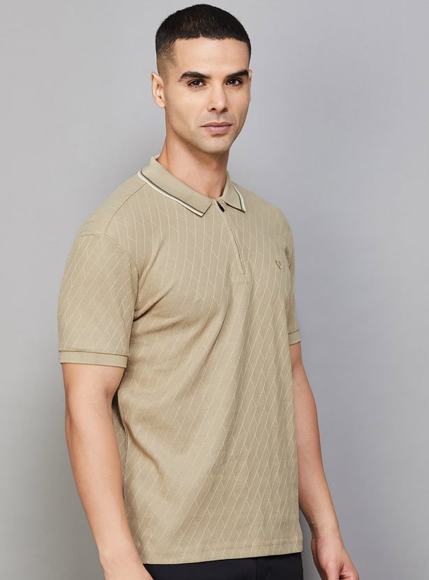 ALLEN SOLLY Patterned Polo T-shirt