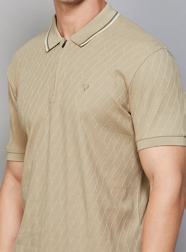 ALLEN SOLLY Patterned Polo T-shirt