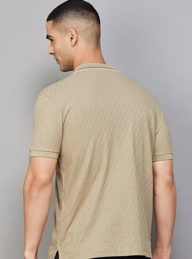 ALLEN SOLLY Patterned Polo T-shirt