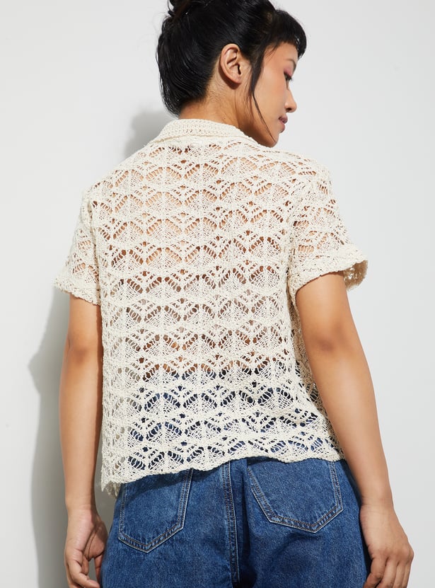 GINGER Crocheted Polo T-shirt