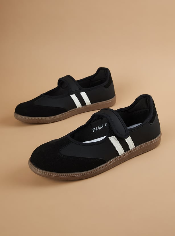 GINGER Striped Mary Janes with Velcro Closure