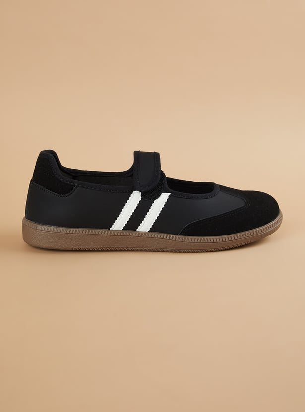 GINGER Striped Mary Janes with Velcro Closure
