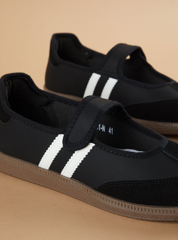GINGER Striped Mary Janes with Velcro Closure