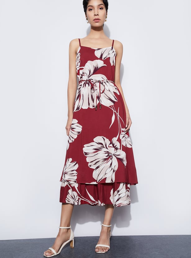 CODE Floral Print Midi Dress