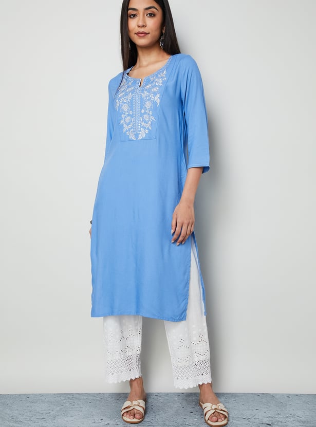 MELANGE Embroidered Straight Kurta