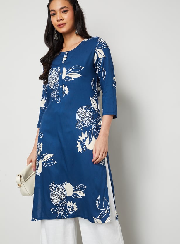 MELANGE Floral Print Straight Kurta
