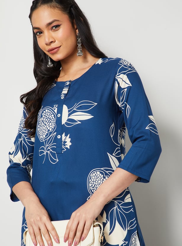 MELANGE Floral Print Straight Kurta