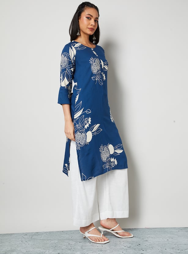 MELANGE Floral Print Straight Kurta